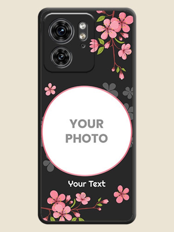 Custom Round Image with Pink Color Floral Design - Photo on Space Black Soft Matte Back Cover - Edge 40 - alternate view