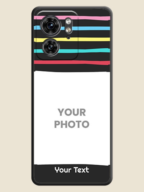 Custom Multicolor Lines with Image on Space Black Personalized Soft Matte Phone Covers - Edge 40 - alternate view
