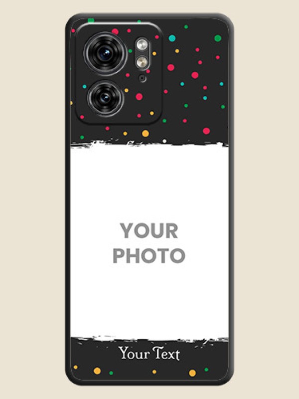 Custom Multicolor Dotted Pattern with Text on Space Black Custom Soft Matte Phone Back Cover - Edge 40 - alternate view