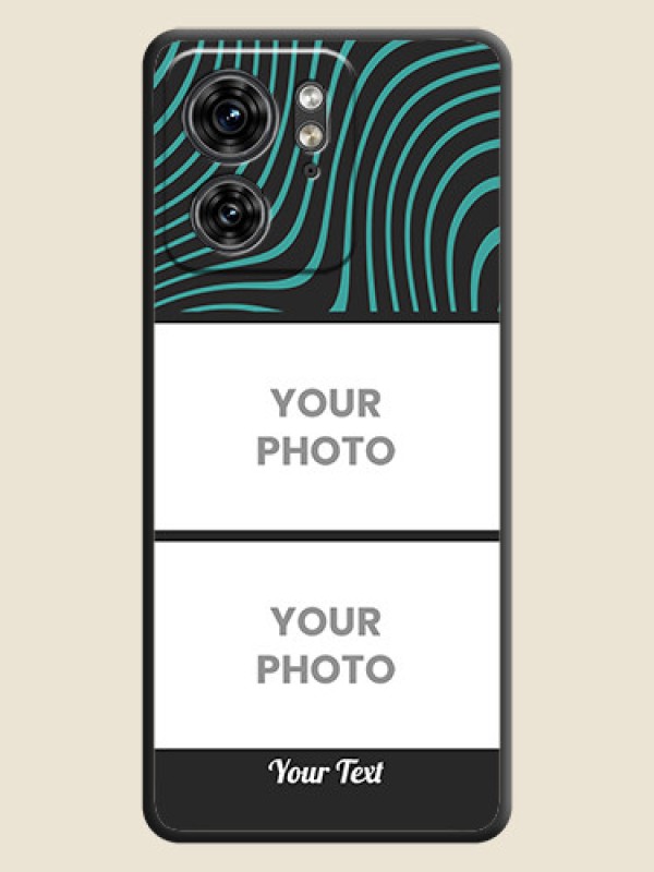 Custom Wave Pattern with 2 Image Holder on Space Black Personalized Soft Matte Phone Covers - Edge 40 - alternate view
