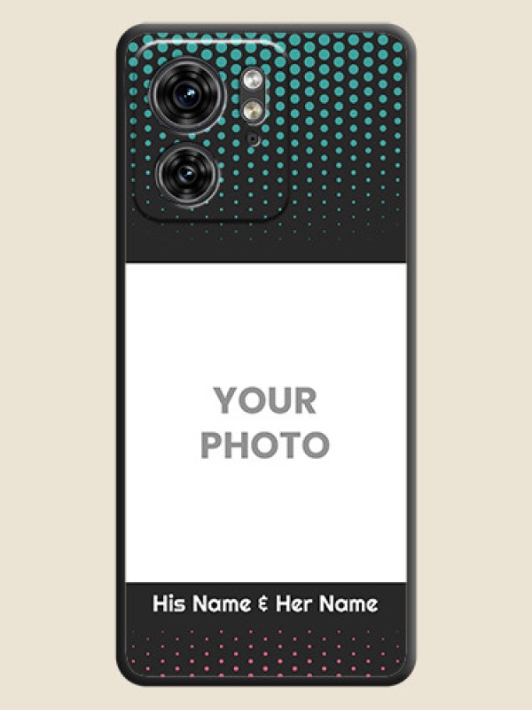 Custom Faded Dots with Grunge Photo Frame and Text on Space Black Custom Soft Matte Phone Cases - Edge 40 - alternate view