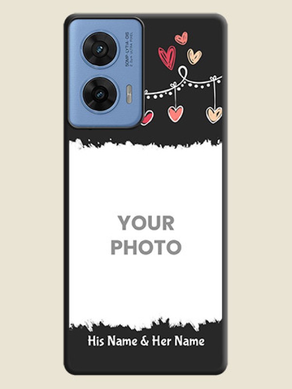 Custom Pink Love Hangings with Name On Space Black Custom Soft Matte Mobile Back Cover - Motorola Edge 50 Fusion 5G - alternate view