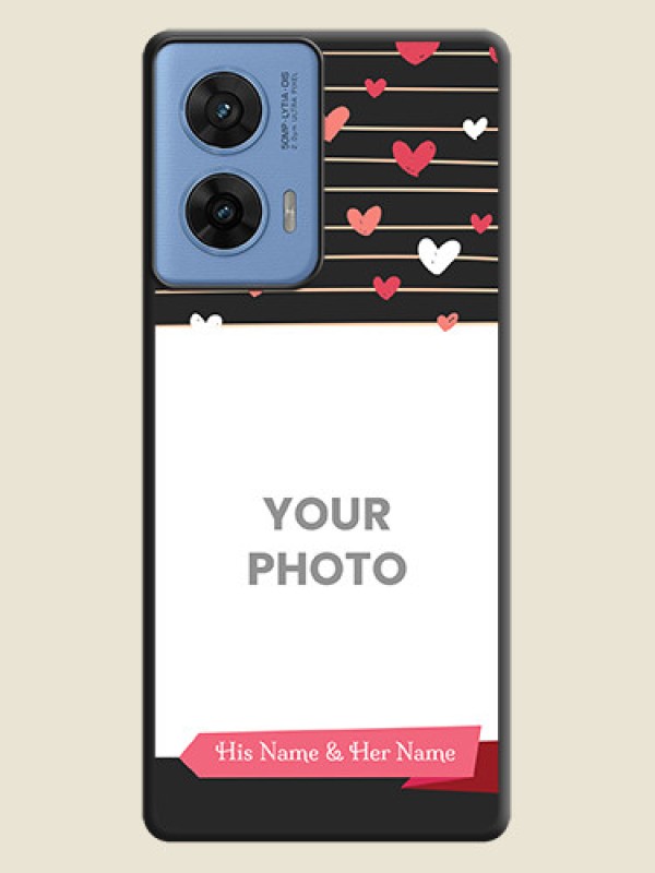 Custom Love Pattern with Name on Pink Ribbon on Photo On Space Black Custom Soft Matte Mobile Back Cover - Motorola Edge 50 Fusion 5G - alternate view