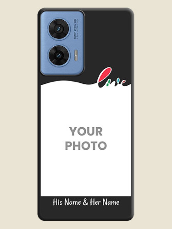 Custom Fall in Love Pattern with Picture on Photo On Space Black Custom Soft Matte Mobile Back Cover - Motorola Edge 50 Fusion 5G - alternate view