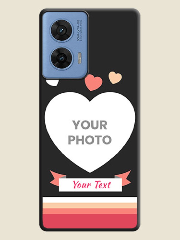 Custom Love Shaped Photo with Colorful Stripes On Space Black Custom Soft Matte Mobile Back Cover - Motorola Edge 50 Fusion 5G - alternate view