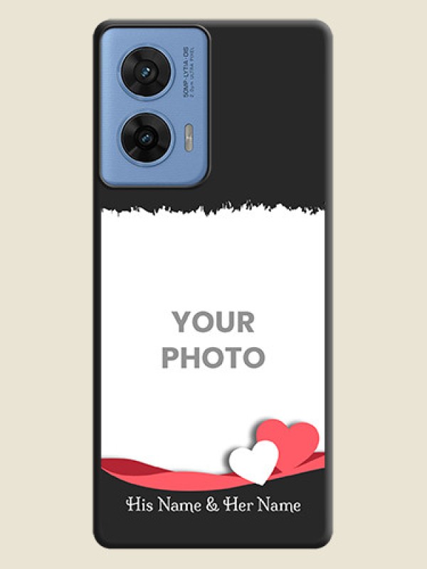 Custom Pin Color Love Shaped Ribbon Design with Text On Space Black Custom Soft Matte Mobile Back Cover - Motorola Edge 50 Fusion 5G - alternate view