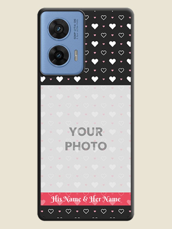 Custom White Color Love Symbols with Text Design on Photo On Space Black Custom Soft Matte Mobile Back Cover - Motorola Edge 50 Fusion 5G - alternate view