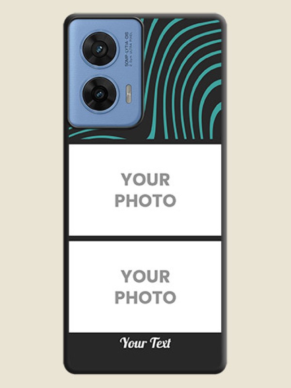 Custom Wave Pattern with 2 Image Holder On Space Black Custom Soft Matte Mobile Back Cover - Motorola Edge 50 Fusion 5G - alternate view