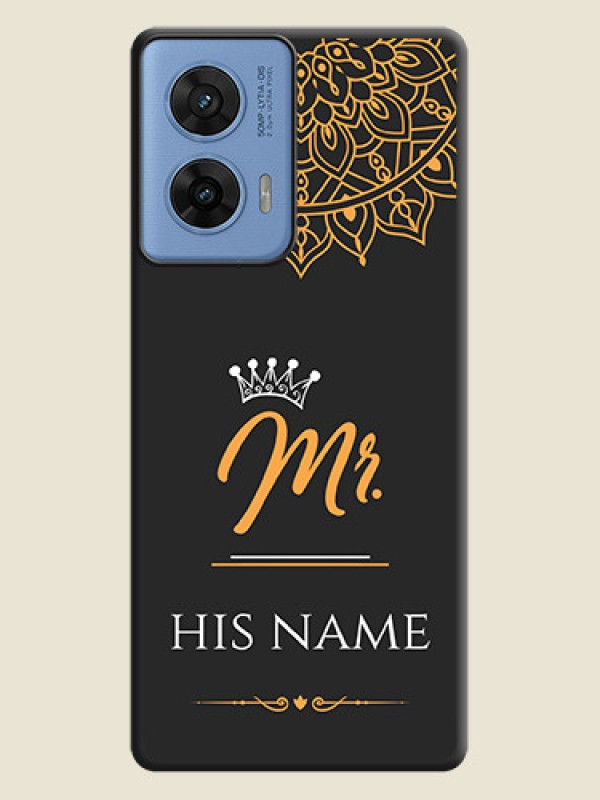 Custom Mr Name with Floral Design On Space Black Custom Soft Matte Mobile Back Cover - Motorola Edge 50 Fusion 5G - alternate view