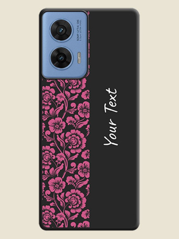 Custom Pink Floral Pattern Design With Custom Text On Space Black Custom Soft Matte Mobile Back Cover - Motorola Edge 50 Fusion 5G - alternate view