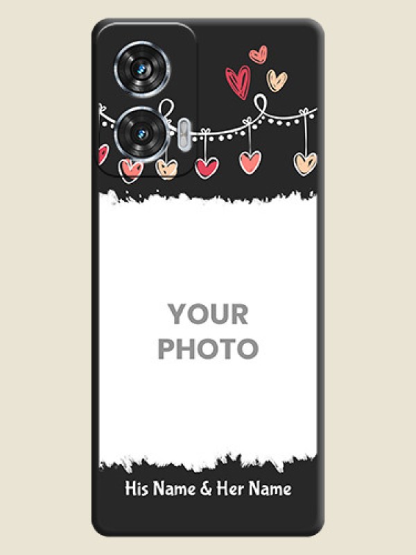 Custom Pink Love Hangings with Name On Space Black Custom Soft Matte Mobile Back Cover - Motorola Edge 50 Fusion - alternate view