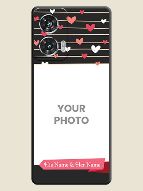 Custom Love Pattern with Name on Pink Ribbon on Photo On Space Black Custom Soft Matte Mobile Back Cover - Motorola Edge 50 Fusion - alternate view