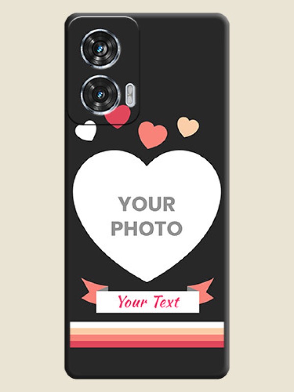 Custom Love Shaped Photo with Colorful Stripes On Space Black Custom Soft Matte Mobile Back Cover - Motorola Edge 50 Fusion - alternate view