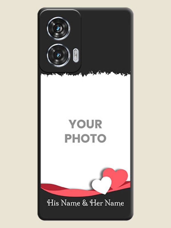 Custom Pin Color Love Shaped Ribbon Design with Text On Space Black Custom Soft Matte Mobile Back Cover - Motorola Edge 50 Fusion - alternate view