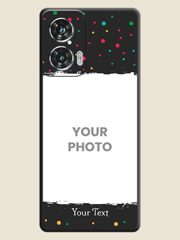 Custom Multicolor Dotted Pattern with Text On Space Black Custom Soft Matte Mobile Back Cover - Motorola Edge 50 Fusion - alternate view