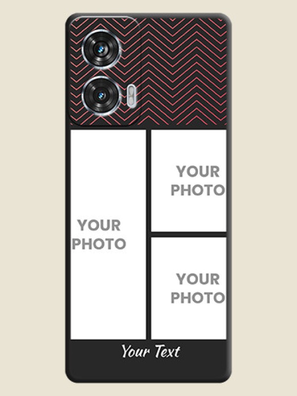 Custom Wave Pattern with 3 Image Holder On Space Black Custom Soft Matte Mobile Back Cover - Motorola Edge 50 Fusion - alternate view