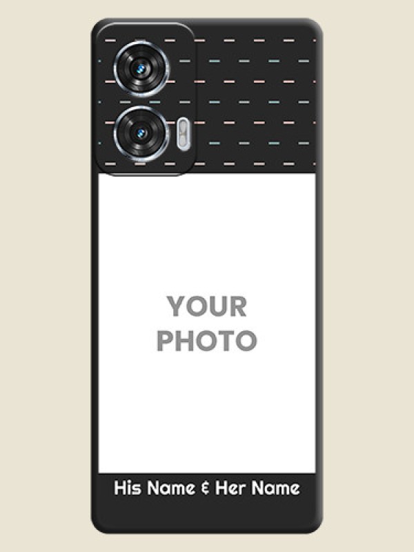 Custom Line Pattern Design with Text On Space Black Custom Soft Matte Mobile Back Cover - Motorola Edge 50 Fusion - alternate view