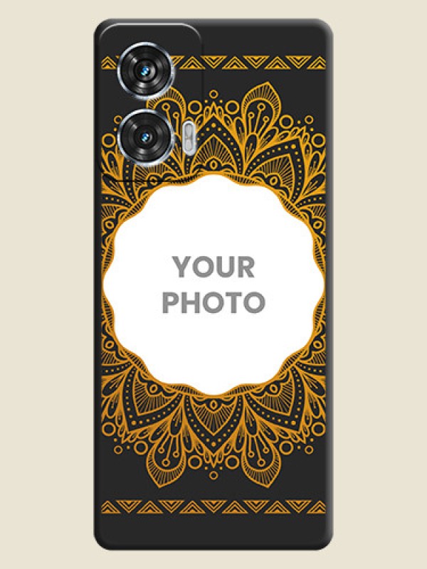 Custom Round Image with Floral Design On Space Black Custom Soft Matte Mobile Back Cover - Motorola Edge 50 Fusion - alternate view