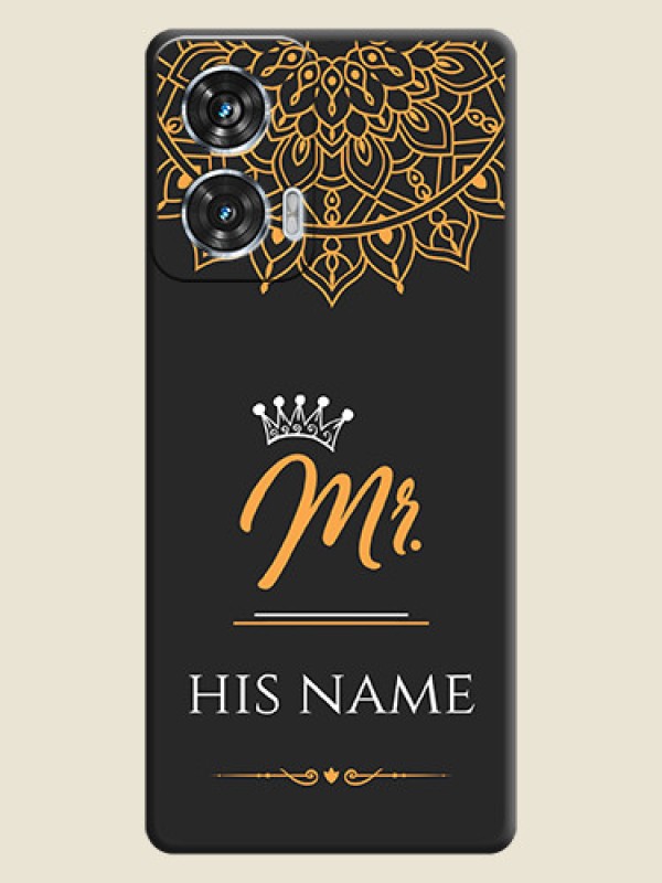 Custom Mr Name with Floral Design On Space Black Custom Soft Matte Mobile Back Cover - Motorola Edge 50 Fusion - alternate view