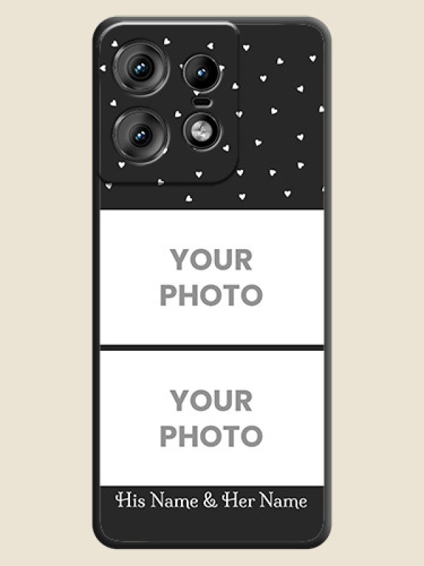 Custom Miniature Love Symbols with Name On Space Black Custom Soft Matte Mobile Back Cover - Motorola Edge 50 Pro 5G - alternate view