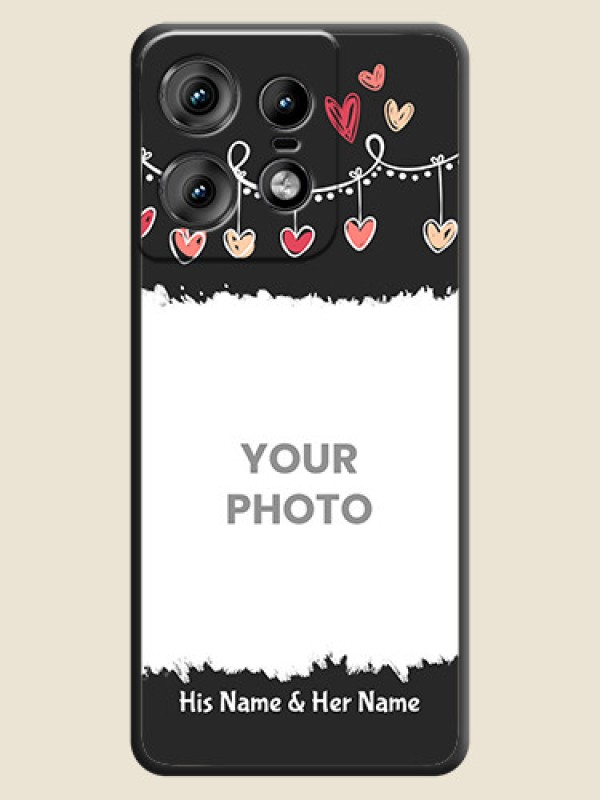 Custom Pink Love Hangings with Name On Space Black Custom Soft Matte Mobile Back Cover - Motorola Edge 50 Pro 5G - alternate view