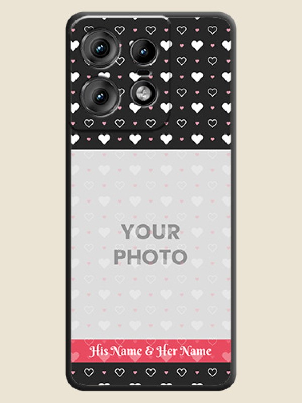 Custom White Color Love Symbols with Text Design on Photo On Space Black Custom Soft Matte Mobile Back Cover - Motorola Edge 50 Pro 5G - alternate view