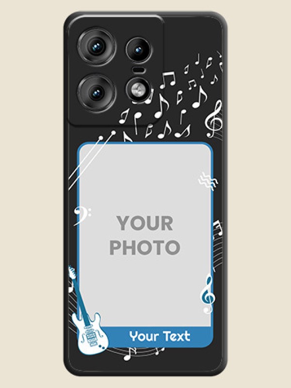 Custom Musical Theme Design with Text on Photo On Space Black Custom Soft Matte Mobile Back Cover - Motorola Edge 50 Pro 5G - alternate view