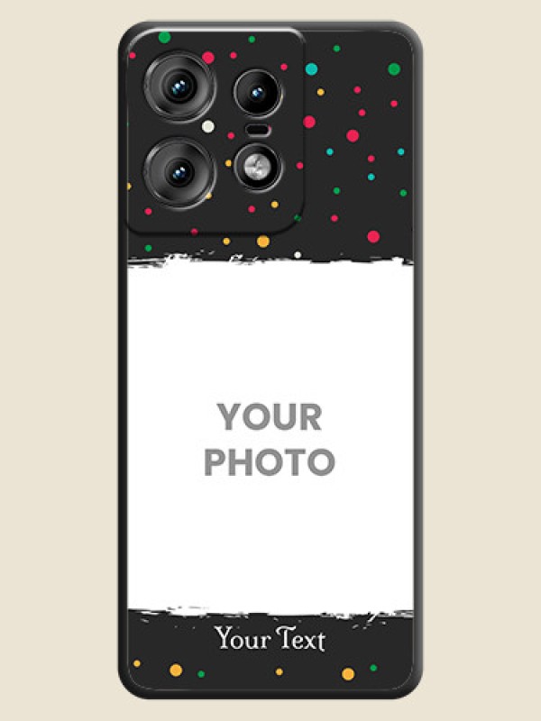 Custom Multicolor Dotted Pattern with Text On Space Black Custom Soft Matte Mobile Back Cover - Motorola Edge 50 Pro 5G - alternate view