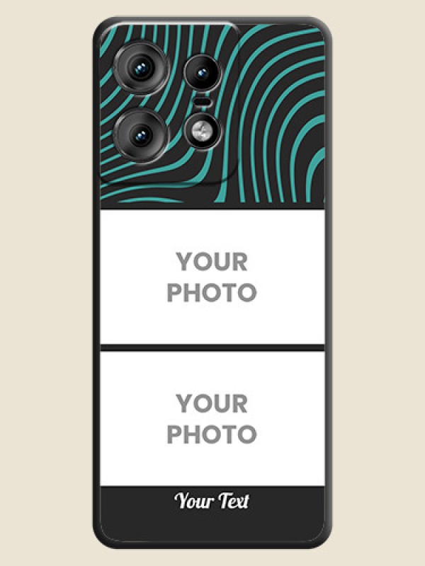 Custom Wave Pattern with 2 Image Holder On Space Black Custom Soft Matte Mobile Back Cover - Motorola Edge 50 Pro 5G - alternate view