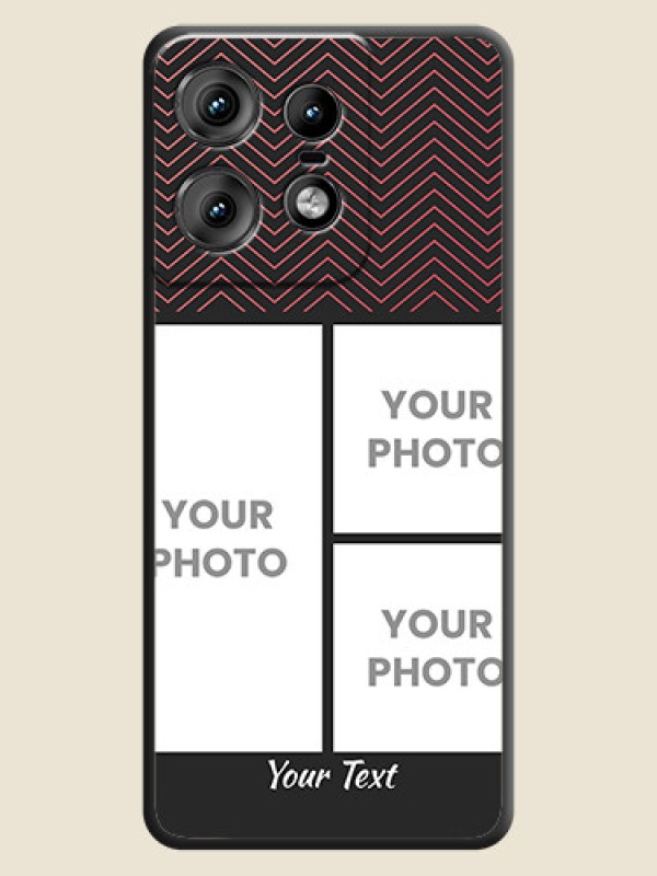 Custom Wave Pattern with 3 Image Holder On Space Black Custom Soft Matte Mobile Back Cover - Motorola Edge 50 Pro 5G - alternate view