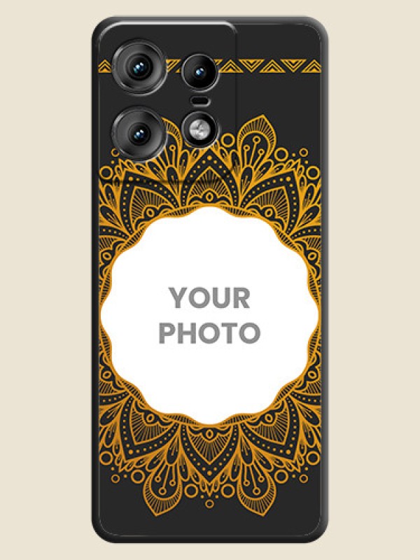 Custom Round Image with Floral Design On Space Black Custom Soft Matte Mobile Back Cover - Motorola Edge 50 Pro 5G - alternate view