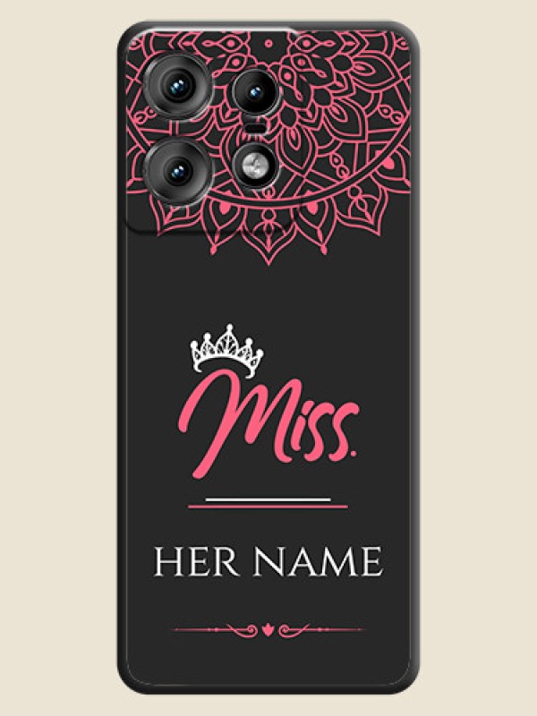 Custom Mrs Name with Floral Design On Space Black Custom Soft Matte Mobile Back Cover - Motorola Edge 50 Pro 5G - alternate view