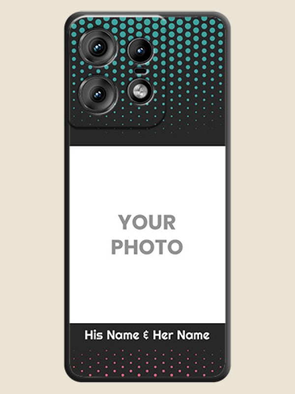 Custom Faded Dots with Grunge Photo Frame and Text On Space Black Custom Soft Matte Mobile Back Cover - Motorola Edge 50 Pro 5G - alternate view