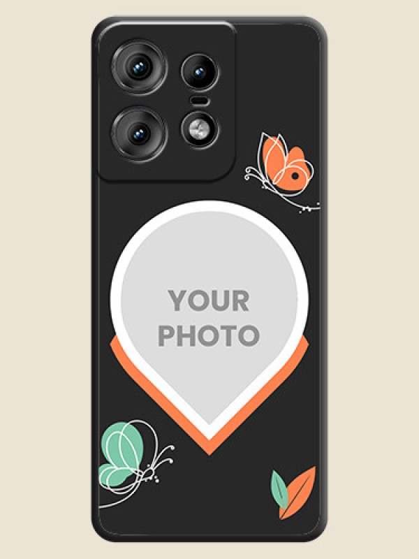 Custom Upload Pic With Simple Butterly Design On Space Black Custom Soft Matte Mobile Back Cover - Motorola Edge 50 Pro 5G - alternate view