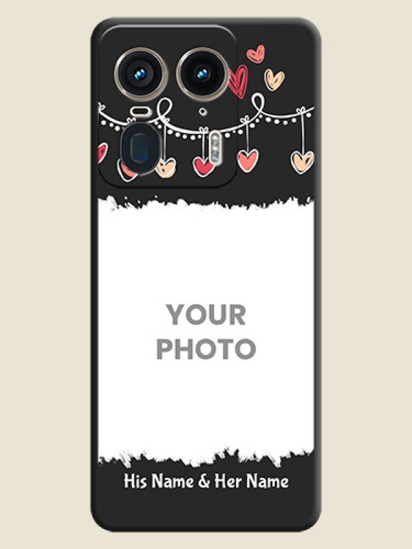 Custom Pink Love Hangings with Name On Space Black Custom Soft Matte Mobile Back Cover - Motorola Edge 50 Ultra 5G - alternate view