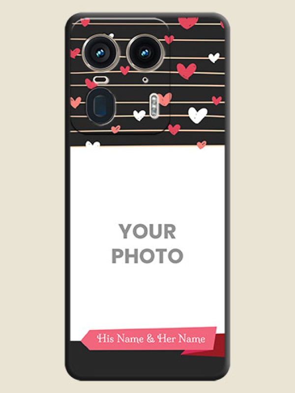 Custom Love Pattern with Name on Pink Ribbon on Photo On Space Black Custom Soft Matte Mobile Back Cover - Motorola Edge 50 Ultra 5G - alternate view