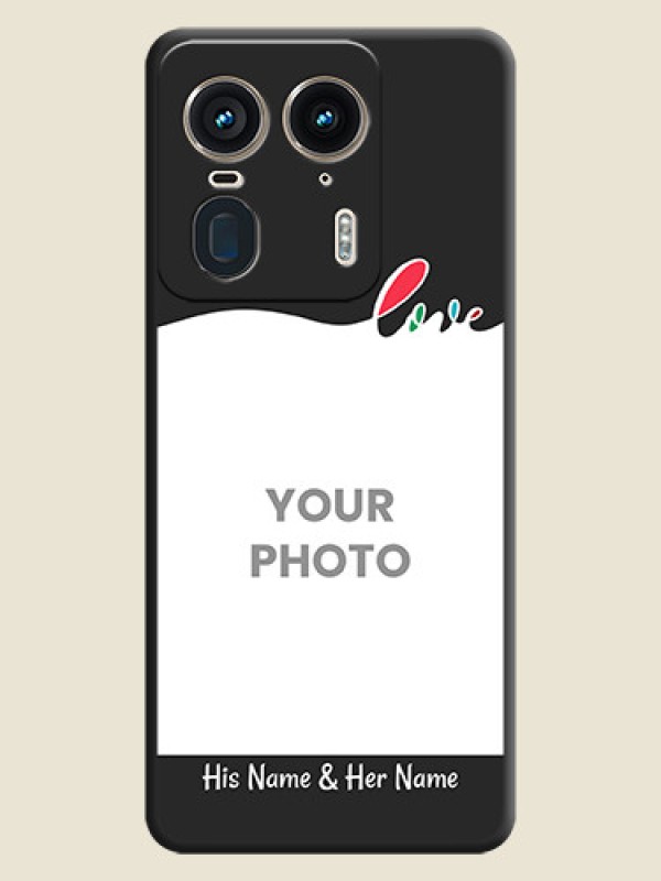 Custom Fall in Love Pattern with Picture on Photo On Space Black Custom Soft Matte Mobile Back Cover - Motorola Edge 50 Ultra 5G - alternate view