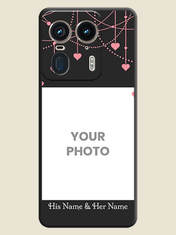 Custom Pink Love Hangings with Text On Space Black Custom Soft Matte Mobile Back Cover - Motorola Edge 50 Ultra 5G - alternate view