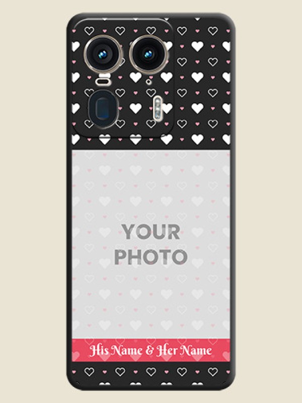 Custom White Color Love Symbols with Text Design on Photo On Space Black Custom Soft Matte Mobile Back Cover - Motorola Edge 50 Ultra 5G - alternate view