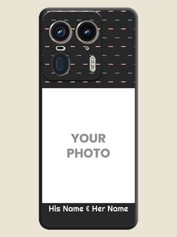 Custom Line Pattern Design with Text On Space Black Custom Soft Matte Mobile Back Cover - Motorola Edge 50 Ultra 5G - alternate view