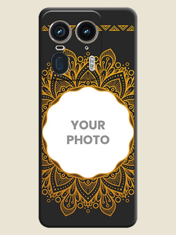 Custom Round Image with Floral Design On Space Black Custom Soft Matte Mobile Back Cover - Motorola Edge 50 Ultra 5G - alternate view