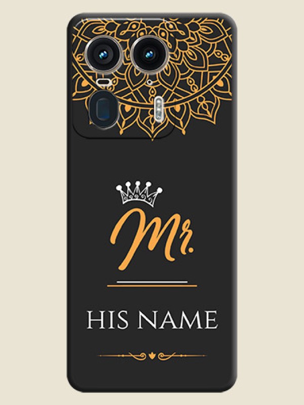 Custom Mr Name with Floral Design On Space Black Custom Soft Matte Mobile Back Cover - Motorola Edge 50 Ultra 5G - alternate view