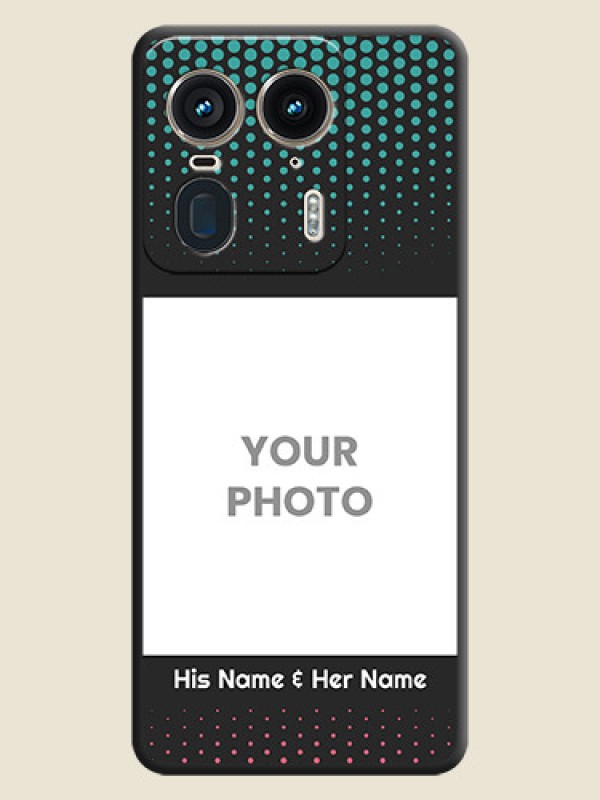 Custom Faded Dots with Grunge Photo Frame and Text On Space Black Custom Soft Matte Mobile Back Cover - Motorola Edge 50 Ultra 5G - alternate view