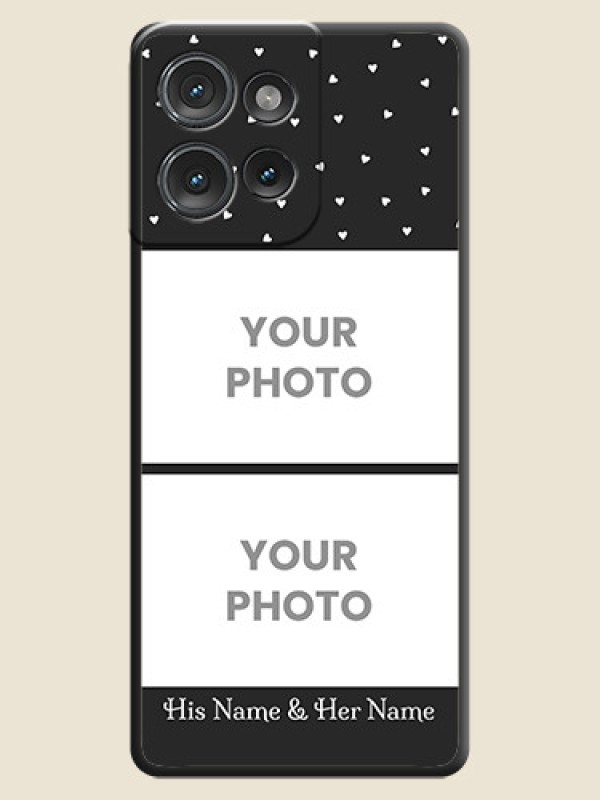 Custom Miniature Love Symbols with Name On Space Black Custom Soft Matte Mobile Back Cover - Motorola Edge 50 - alternate view