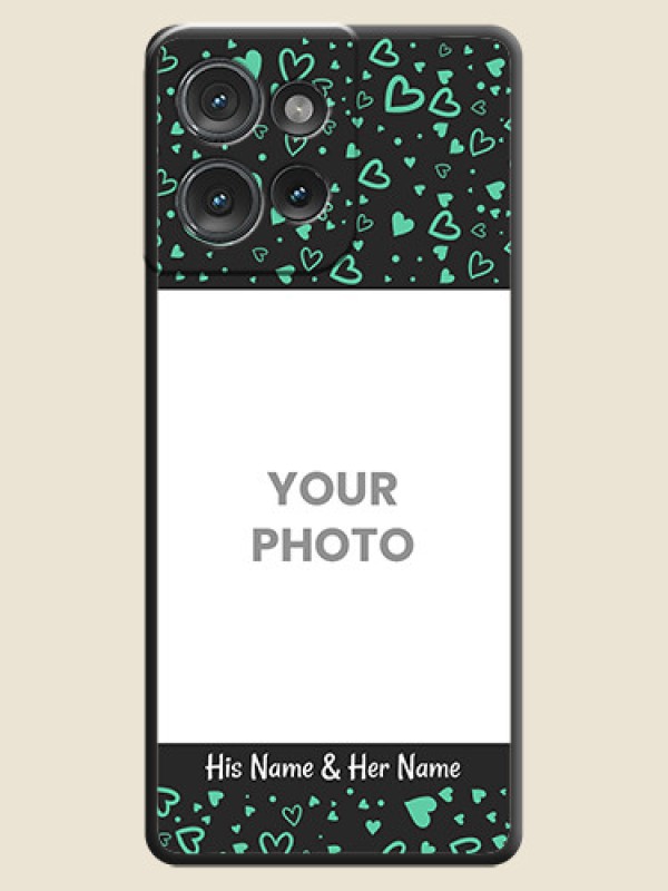 Custom Sea Green Indefinite Love Pattern on Photo On Space Black Custom Soft Matte Mobile Back Cover - Motorola Edge 50 - alternate view