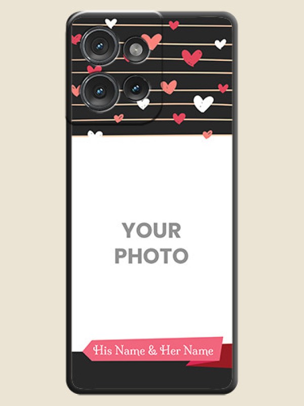 Custom Love Pattern with Name on Pink Ribbon on Photo On Space Black Custom Soft Matte Mobile Back Cover - Motorola Edge 50 - alternate view