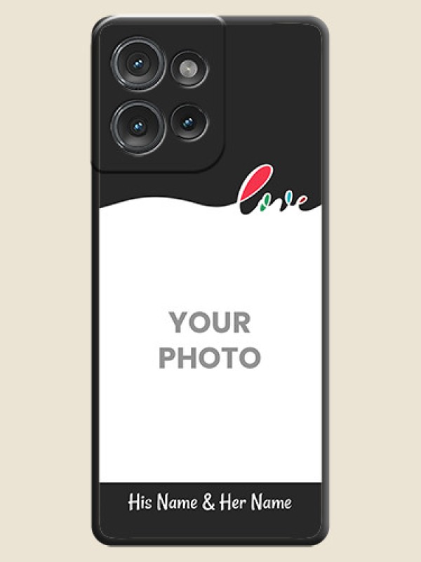 Custom Fall in Love Pattern with Picture on Photo On Space Black Custom Soft Matte Mobile Back Cover - Motorola Edge 50 - alternate view