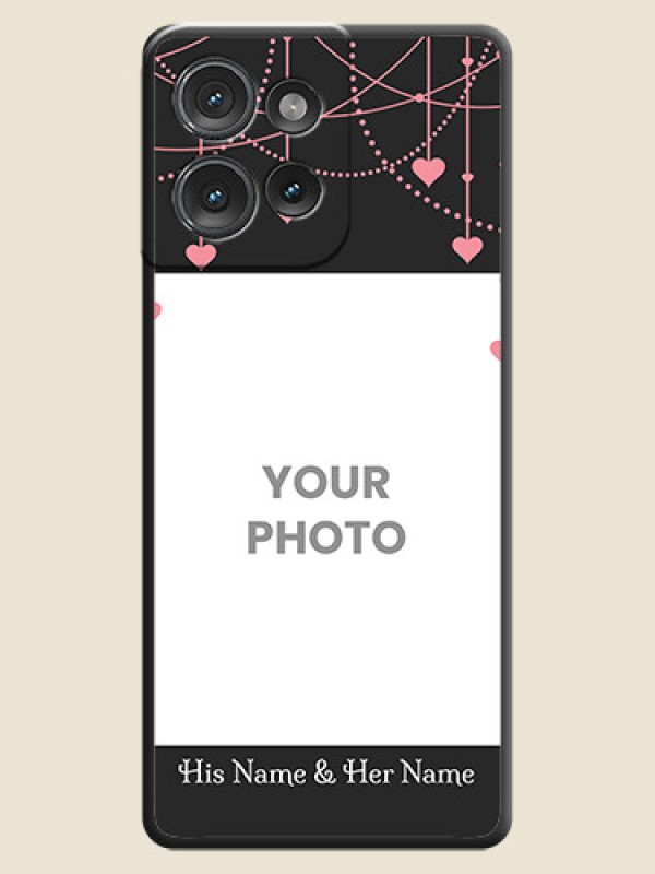 Custom Pink Love Hangings with Text On Space Black Custom Soft Matte Mobile Back Cover - Motorola Edge 50 - alternate view