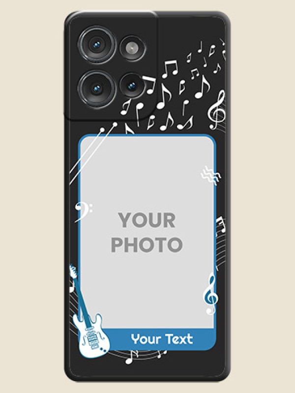 Custom Musical Theme Design with Text on Photo On Space Black Custom Soft Matte Mobile Back Cover - Motorola Edge 50 - alternate view