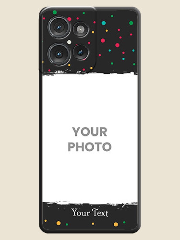 Custom Multicolor Dotted Pattern with Text On Space Black Custom Soft Matte Mobile Back Cover - Motorola Edge 50 - alternate view